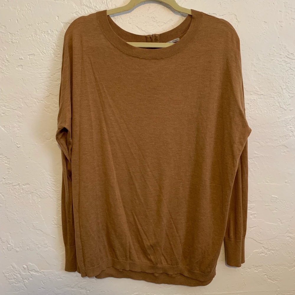 Worn Once Halogen Camel Colored Zip-Back Sweater